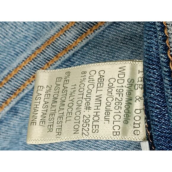 Rag & Bone Cate Mid-Rise Skinny Jeans Size 23 Distressed Blue Wash Ankle Raw Hem - Picture 16 of 16